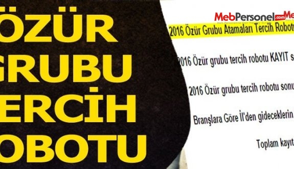 Özür Grubu Atamaları Yaz Dönemi Tercih Robotu 2016