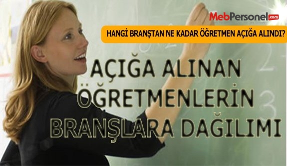 Açığa Alınan Öğretmenlerin Branşlara Göre Dağılımı