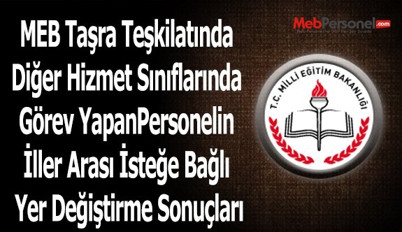 MEB Taşra Teşkilatında Diğer Hizmet Sınıflarında Görev Yapan Personelinİl Dışı Yer Değiştirme Sonuçları