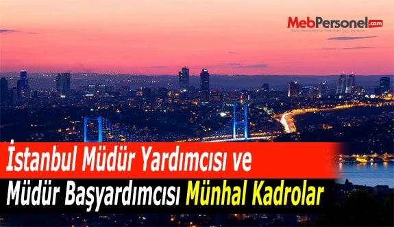 İstanbul Müdür Yardımcısı ve Müdür Başyardımcısı Münhal Kadrolar