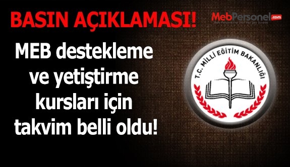 MEB destekleme ve yetiştirme kursları için takvim belli oldu!