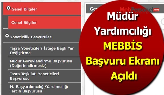 Müdür Yardımcılığı MEBBİS Başvuru Ekranı Açıldı