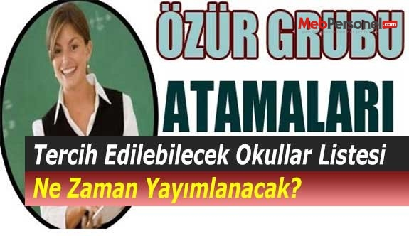 Özür Durumu Atamalarında Tercih Edilebilecek Okullar Listesi Ne Zaman Yayımlanacak?