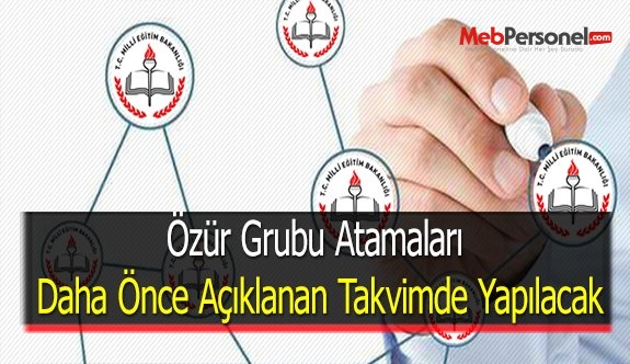 Özür Grubu Atamaları Daha Önce Açıklanan Takvimde Yapılacak