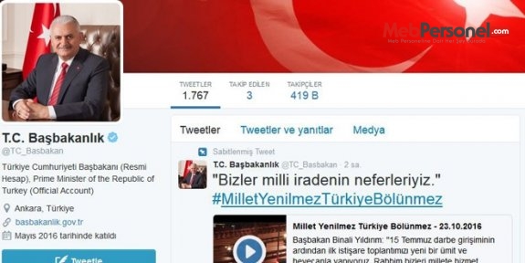 Başbakanlıktan '15 Temmuz' tweeti