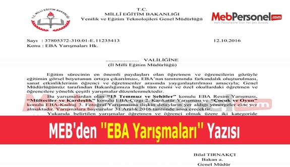 MEB'den ''EBA Yarışmaları'' Yazısı