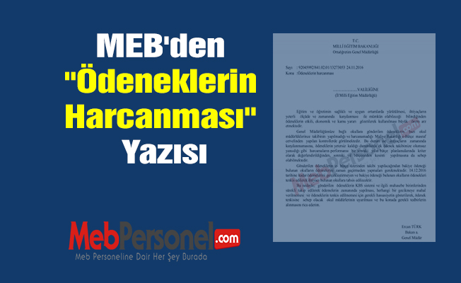 MEB'den ''Ödeneklerin Harcanması'' Yazısı