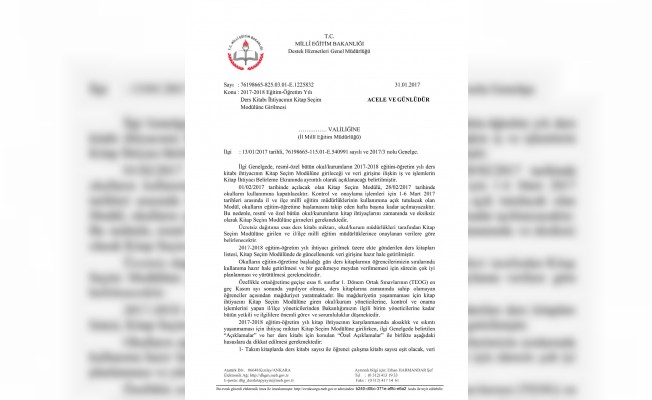 MEB'den Acil ve Günlü ''Ders Kitapları'' Yazısı