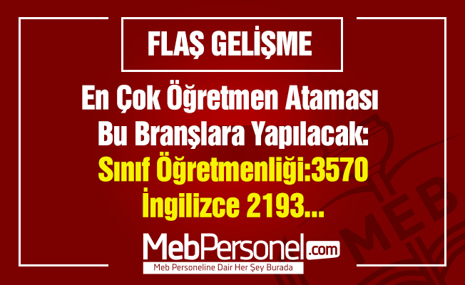 En Çok Öğretmen Ataması Bu Branşlara Yapılacak