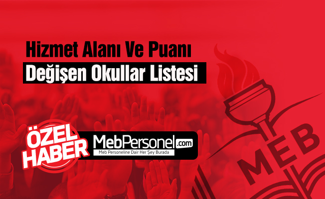 Hizmet Alanı Ve Puanı Değişen Okullar Listesi