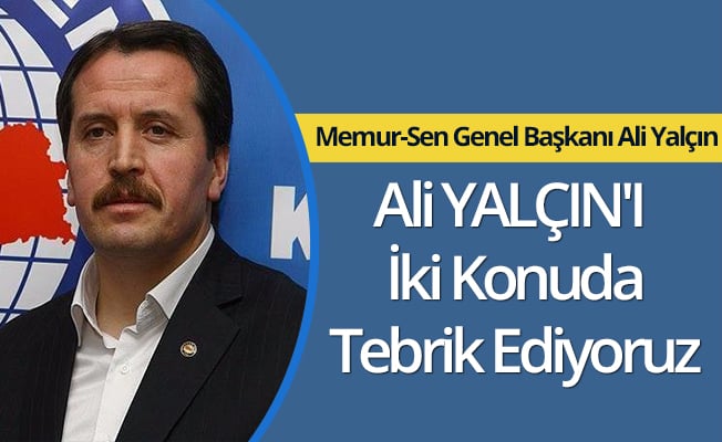 Ali YALÇIN'I İki Konuda Tebrik Ediyoruz