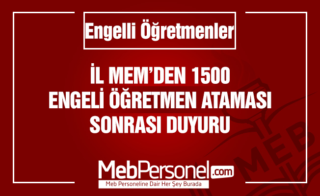 İl MEM'den Engelli Öğretmen Ataması Duyurusu