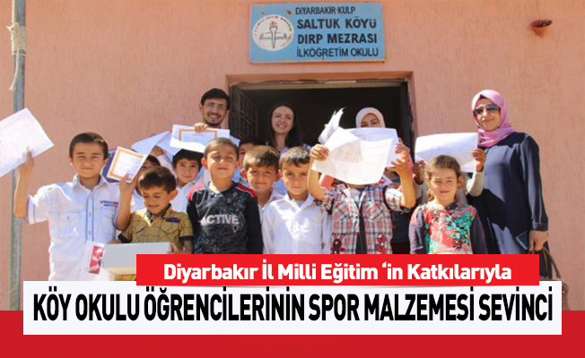 KÖY OKULU ÖĞRENCİLERİNİN SPOR MALZEMESİ SEVİNCİ