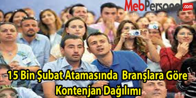 15 Bin Şubat Atamasında  Branşlara Göre Kontenjan Dağılımı
