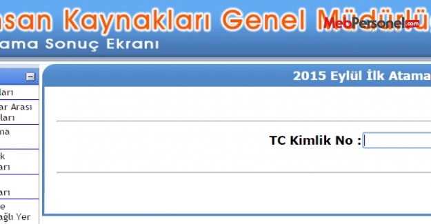 2015 Eylül Öğretmen İlk Atama Ekranı Açıldı