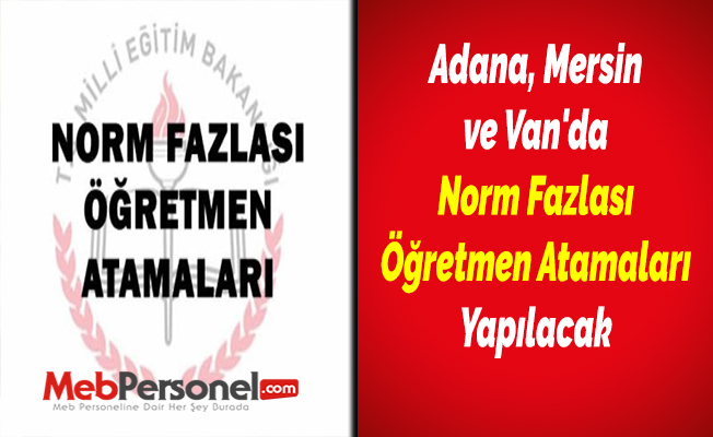 Adana, Mersin ve Van'da Norm Fazlası Öğretmen Atamaları Yapılacak