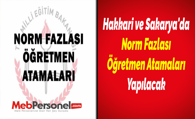 Hakkari ve Sakarya'da Norm Fazlası Öğretmen Atamaları Yapılacak