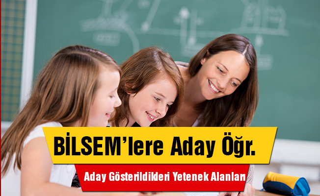 BİLSEM´lere Aday Gösterilen Öğrenciler ve Aday Gösterildikleri Yetenek Alanları (04/12/2017)