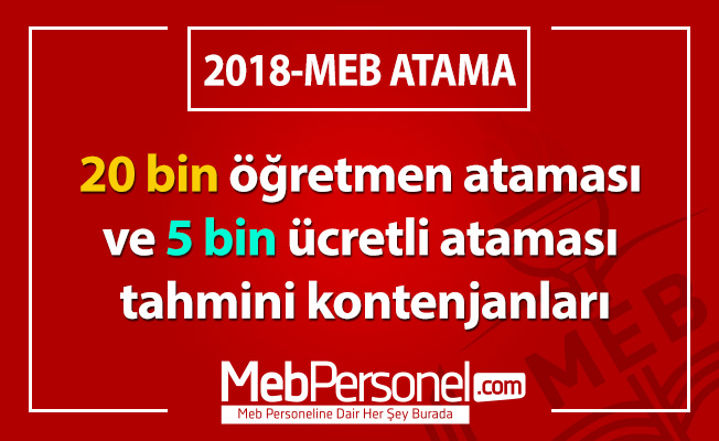 20 bin öğretmen ataması ve 5 bin ücretli ataması tahmini kontenjanları