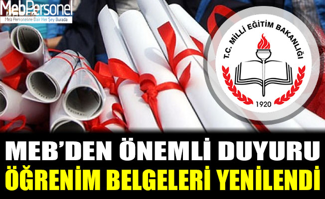 MEB'den Öğrenim Belgeleri Hakkında Duyuru