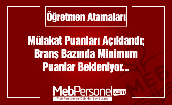 Branş Bazında Minimum Puanlar