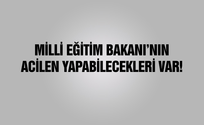 MİLLİ EĞİTİM BAKANININ ACİLEN YAPABİLECEKLERİ VAR