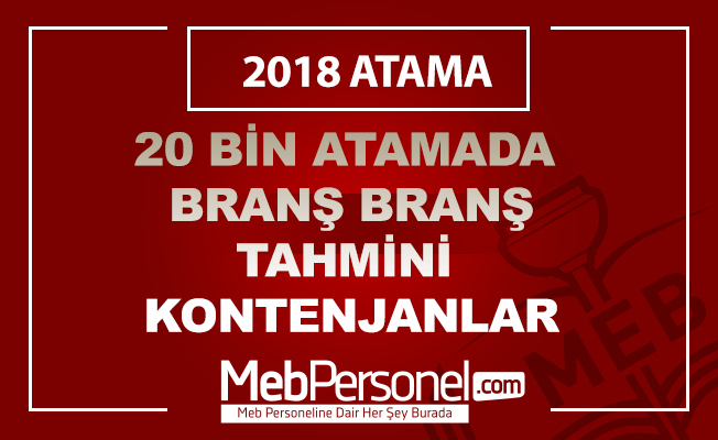 20 Bin Öğretmen Ataması Tahmini Branş Kontenjan Sayıları