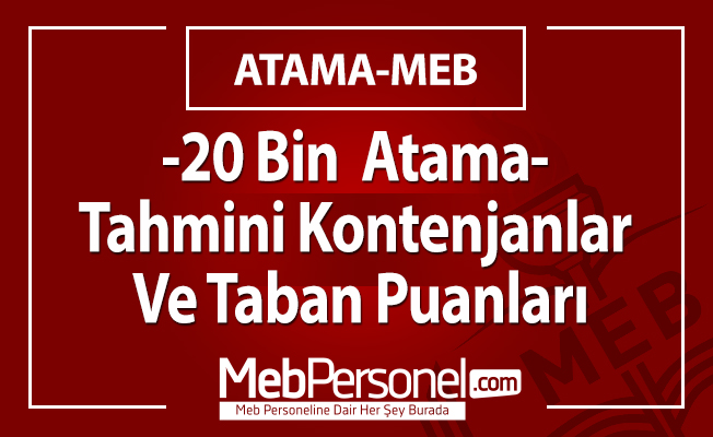 20 Bin Öğretmen Ataması Tahmini Kontenjanlar Ve Taban Puanları