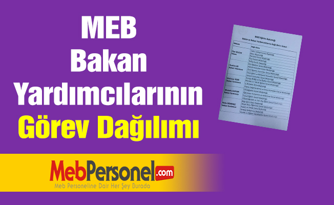 MEB Bakan Yardımcılarının Görev Dağılımı
