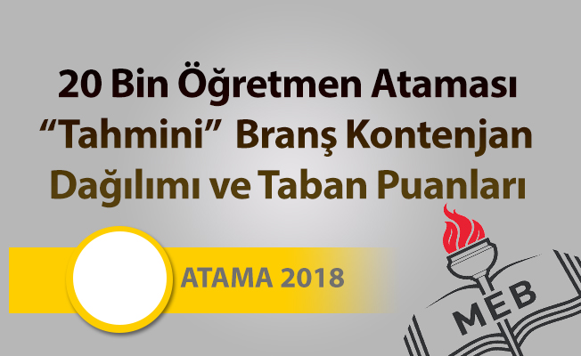 20 Bin Öğretmen Ataması Tahmini  Branş Kontenjan Dağılımı ve Taban Puanları