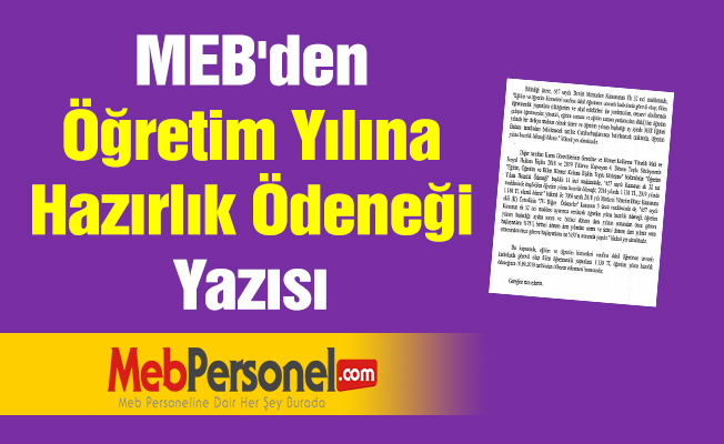 MEB'den ''Öğretim Yılına Hazırlık Ödeneği'' Yazısı