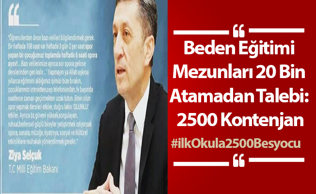 Beden Eğitimi Mezunları 20 Bin Atamadan Talebi: 2500 Kontenjan