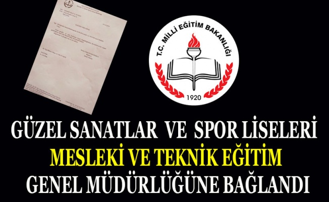 Güzel Sanatlar ve Spor Liseleri Mesleki ve Teknik Eğitim Genel Müdürlüğüne Bağlandı