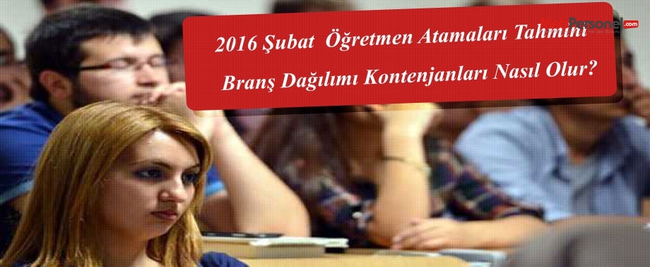 2016 Şubat  Öğretmen Atamaları Tahmini Branş Dağılımı Kontenjanları Nasıl Olur?