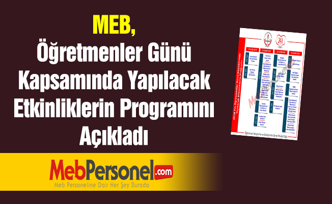MEB, Öğretmenler Günü Kapsamında Yapılacak Etkinliklerin Programını Açıkladı