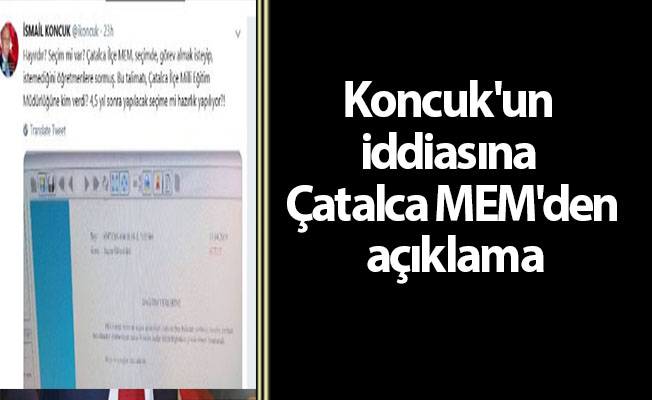 Koncuk'un iddiasına Çatalca MEM'den açıklama