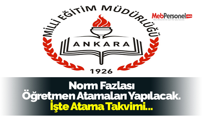 Ankara'da Norm Fazlası Öğretmen Atamaları Yapılacak. İşte Atama Takvimi...