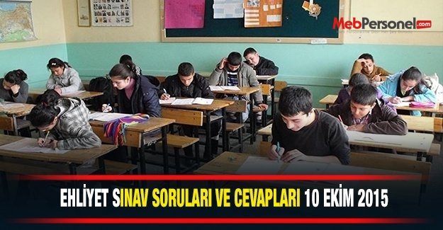 MEB Ehliyet Sınav Soruları 10 Ekim 2015