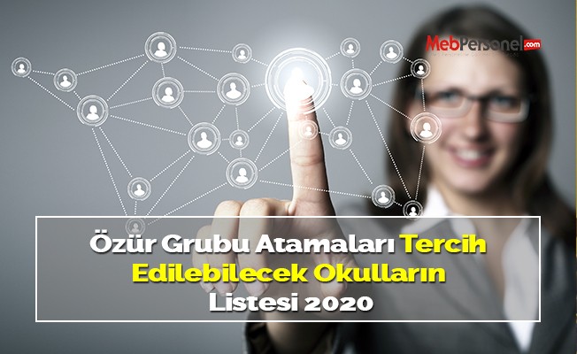 Özür Grubu Atamaları Tercih Edilebilecek Okulların Listesi 2020