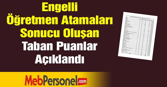 Engelli Öğretmen Atamaları Sonucu Oluşan Taban Puanlar Açıklandı