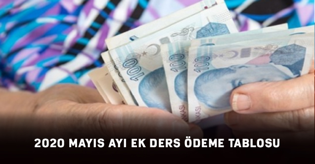 2020 Mayıs Ayı Ek Ders Ödeme Tablosu