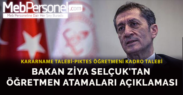 Bakan Ziya Selçuk'tan Öğretmen Atamaları Açıklaması