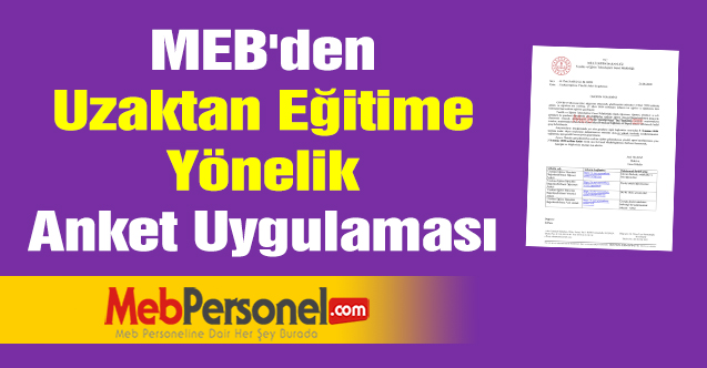 MEB'den Uzaktan Eğitime Yönelik Anket Uygulaması