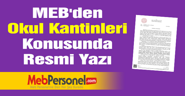 MEB'den Okul Kantinleri Konusunda Resmi Yazı