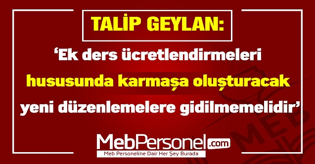 Talip Geylan:'Ek ders ücretlendirmeleri hususunda karmaşa oluşturacak yeni düzenlemelere gidilmemelidir'