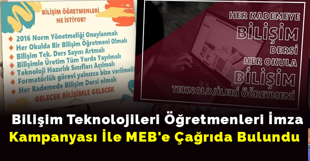 Bilişim Teknolojileri Öğretmenleri İmza Kampanyası İle MEB'e Çağrıda Bulundu