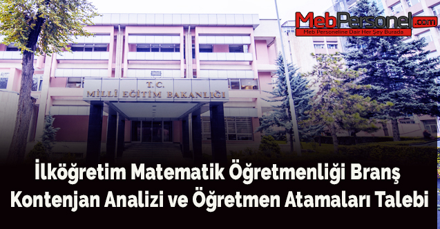 İlköğretim Matematik Öğretmenliği Branş Kontenjan Analizi ve Öğretmen Atamaları Talebi