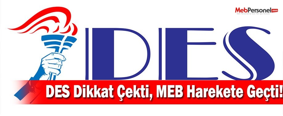 DES Dikkat Çekti, MEB Harekete Geçti!