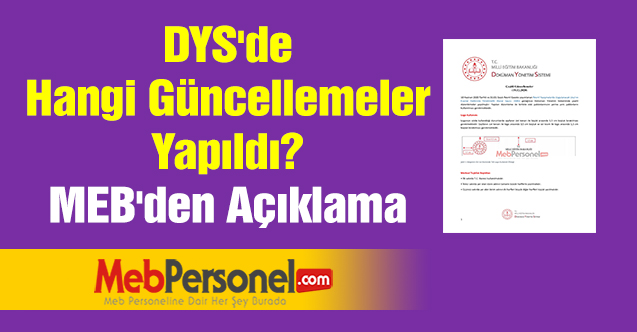 DYS'de Hangi Güncellemeler Yapıldı? MEB'den Açıklama