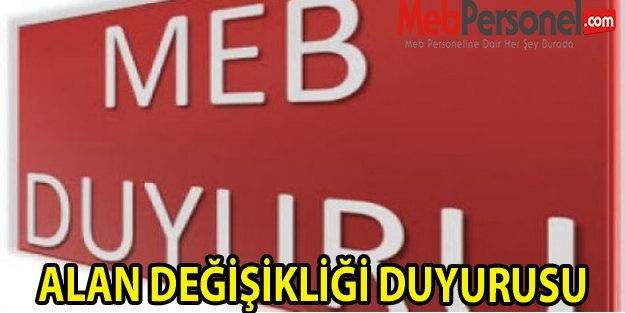 ALAN DEĞİŞİKLİĞİ DUYURUSU